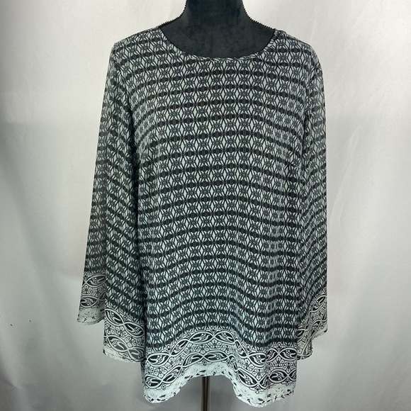 Fashion Bug Fully Lined Ultra Flowy Tunic with Faire Isle Print - Picture 1 of 6